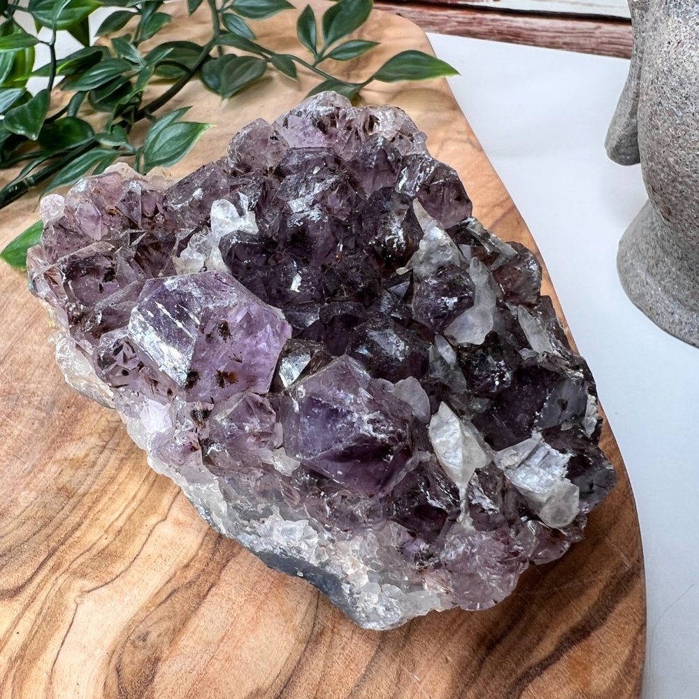 Rare Cacoxenite Amethyst Geode with Quartz, Amethyst Cluster